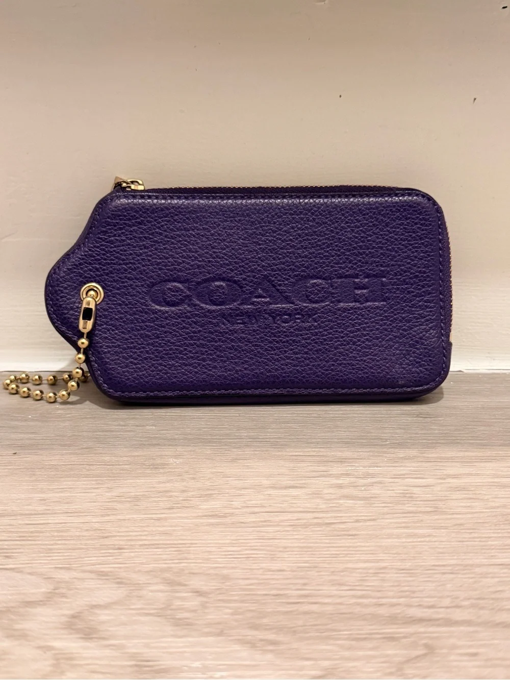 COACH NY Pebbled Leather XL Hangtag Wristlet Multifunction Zip Case Wallet 52507